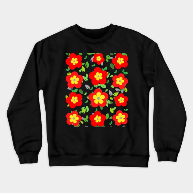 Red and yellow floral pattern Crewneck Sweatshirt by Nano-none